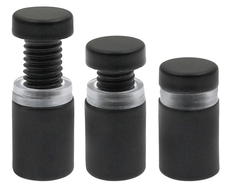 Gnarly Grip Stainless Steel Standoff Screws With Dope Black Finish Badass Wall Display Hardware For Acrylic Panels And Wooden Tables Includes Twenty Four Premium Support Pillars, three sizes of black steel standoff screws.