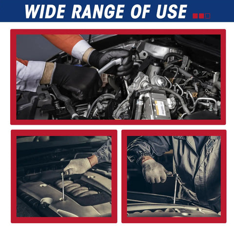 Mechanic using 15-Piece 3/8 Inch Drive Extra Long Torx Socket Set T10 Through T60 Long Reach Sockets on car engine