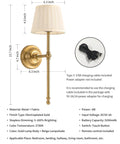 Legit Dope Gold Cordless Wall Sconces Set Of Two With Soft Beige Fabric And Warm LED Lighting featuring touch switch.