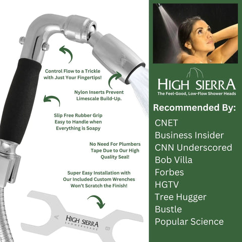 Lead Free Metal Handheld Shower Head With Trickle Valve Ultra Low Flow 1.5 GPM, 72 Inch Stainless Steel Hose, Nickel Finish.