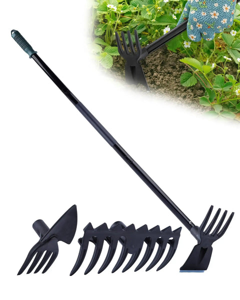5 In 1 Garden Hoe With Adjustable 37 To 50 Inch Handle And Snap On Heads For Weeding Cultivating Tilling And Raking A Real Workhorse Outdoor Tool