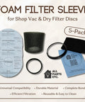 Foam Filter Sleeve Kit For Wet Dry Vacs That Snaps On Easy, includes foam sleeve, dry filters, mounting ring, universal fit