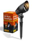 50 Watt Low Voltage Flood Light For Landscape Lighting With MR16 Bulb Included No Fuss Install Outdoor Spotlight with Box