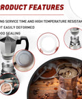 6 Pack Silicone Gasket Seals For Moka Express Dama 9 Cup Stovetop Coffee Maker Food Grade Pro Grade Replacement Installed