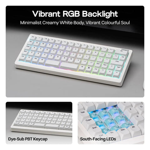 Solid 65 Percent Ortholinear Mechanical Keyboard With Via Custom Programming And Tri Mode Wireless Setup For Fast Finger Typing with RGB backlight.