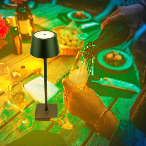 Must Have Rechargeable LED Desk Lamp Cordless With Touch Dimming 360 Degree Lighting Lightweight Aluminum Gold Finish Outdoor Ready Table Light For Indoor And Outdoor Use on dining table