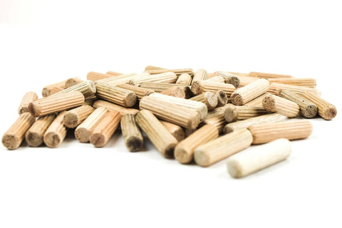 100 Pack Five Sixteenth Inch By One And One Half Inch Birch Wood Dowel Pins Straight Fluted Dowels With Beveled Ends