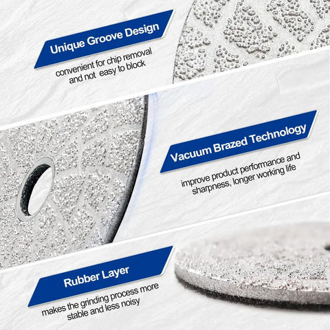Close-up of 4 Inch Diamond Grinding Pads for Concrete Granite Marble Stone Set of 2 Pieces Dry and Wet Polishing with groove design.