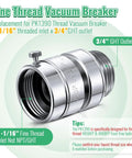 Self Draining Vacuum Breaker For Hose Backflow Prevention Hassle Free, Compatible With Arrowhead Brass PK1390, 1-1/16 Inch Female Thread To 3/4 Inch GHT Male Thread, Anti Siphon Valve With Automatic Drainage And Sealing Tape.