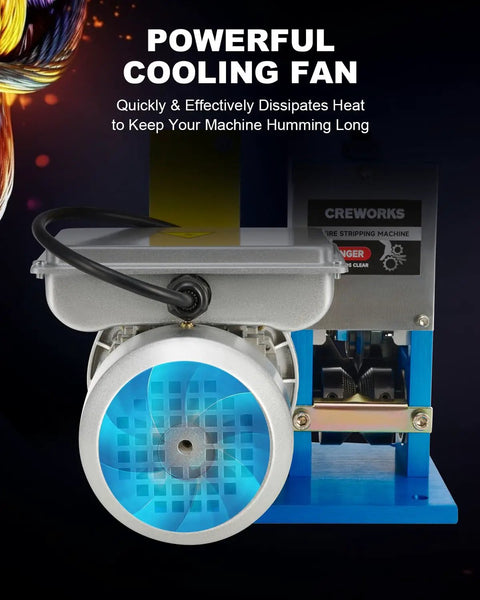 Electric Wire Stripper Machine For Scrap Copper Automatic 0.06 To 1 Inch Wire Stripping Five Channel Copper Wire Stripper Power Tool With 180W Motor For Leftover Cable Recycling showing cooling fan detail