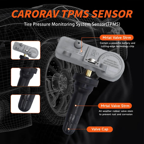 Preprogrammed Tpms Tire Pressure Sensor 315Mhz with rubber valve stem for Chevy Malibu Impala and GMC vehicles.