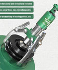 Badass 10 Ton Hydraulic Gear Puller Kit For Bearings Hubs Flanges Separators Uses Smooth Heavy Pump Actions To Help Mechanics Fix Cars Trucks Garage With 3 Jaw Options Handling Tight Spots For Jobs Quick Removal Repair Needs Anyplace, green hydraulic puller with two-claw jaws