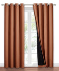 Burnt Orange 100 Percent Blackout Window Curtain Panel With Silver Grommets, 52 Inches Wide By 84 Inches Drop, Thermal Insulated