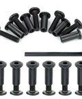 50 Pcs M6x25mm Furniture Bolts Black Hex Screws And Barrel Nuts Kit Binding Post Screws For Furniture Connectors Bunk Bed Hardware