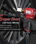 1/2 Inch Mini Air Impact Wrench With Twin Hammer For One Hand Operation in use on car wheel