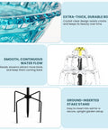Extra-thick blue acrylic bowl, upgraded spray, stake stand for Sun Powered Bird Bath Fountain With Metal Stake Stand And Upgraded Spray System For Outdoor Gardens Yards Patios And Lawns Automatic Cascading Water Flow No Wiring Or Batteries Needed Blue XL Decor.