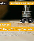 CNC Slab Flattening Router Bit Half Inch Shank 3 Inch Cutting Diameter Heavy Duty Surfacing Bit With Six Wing Carbide Inserts close-up