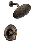 Brantford Oil Rubbed Bronze Shower Trim Kit With Eco Performance Wide Rain Shower Head And Traditional Shower Lever Handle Posi-Temp Valve Required For Precise Temperature Control, showing round head and lever