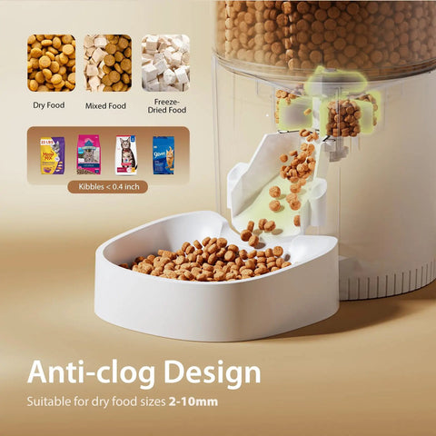 Imipaw Automatic Cat Feeder With Timed Dry Food Dispenser And Desiccant Bag Dual Power Supply Programmable Portion Size Up To 6 Meals Per Day With 20 Portions Daily Perfect For Cats And Small Dogs In White
