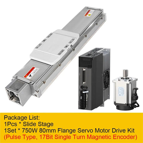 120Mm Linear Motion Stage With Fully Enclosed Dustproof Sliding Table Built Tough 750W Servo Kit with motor drive.
