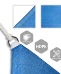 Blue Sun Shade Sail Right Triangle 8x8x11.3 Ft Built Tough UV Blocking Fabric with metal ring and rope detail