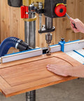 Drill Press Fence With Adjustable MDF Faces For Easy, Precise Repeatability, Lets You Straddle Large Forstner Bits And Sanding Spindles