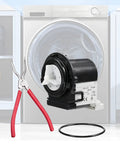 Washer Drain Pump Motor Assembly 4681EA2001T For Washing Machine Drainage Fixes, Easy No Fuss Replacement Part, Quiet Operation, Low Noise, Prevents Leaks, Compatible With Most Front And Top Loaders, black drain pump with pliers