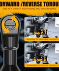 Hella Badass 3/8 Inch Air Ratchet Wrench Set With 1/2 Drive Adapter And Six Precision Sockets showing forward/reverse switch for easy bolt adjustment.