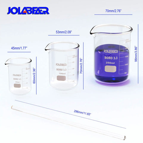 Comprehensive Lab Chemistry Glassware Set For Experiments With 10ml 50ml 100ml Graduated Cylinders 50ml 100ml 250ml Beakers