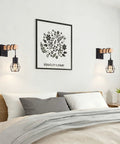 BANGANMA 2 Pack Farmhouse Wall Sconces, Hardwired E26 Wood Cage for Bedroom, features black metal and wood design.