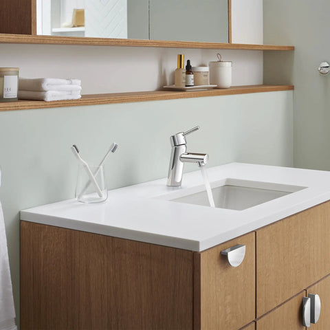 Concetto S Size Single Handle Bathroom Faucet For Single Hole Mount No Pop Up Stopper Drip Free Ceramic Disc Valve Brass Body