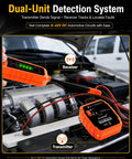 Gearhead Approved Circuit Tracer And Short Open Finder With Synced Led Bars And Audible Tone Generator For Hassle Free DC 6 To 42 V Car Truck Wiring Diagnostics showing transmitter and receiver in automotive setting.