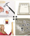 Heavy Duty Picture Hanging Kit With 50 Pcs Hooks And Nails, Supports 10 To 50 Lbs, Easy install shown with hammer and gallery display