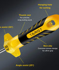 Six Piece Chainsaw File Set With Handle Pro Grade Heavy Duty Round Files Includes 5 32nd Inch 3 16th Inch And 7 32nd Inch For Pro DIY Chain Saw Sharpening With T12 Carbon Steel, featuring ergonomic handle design.