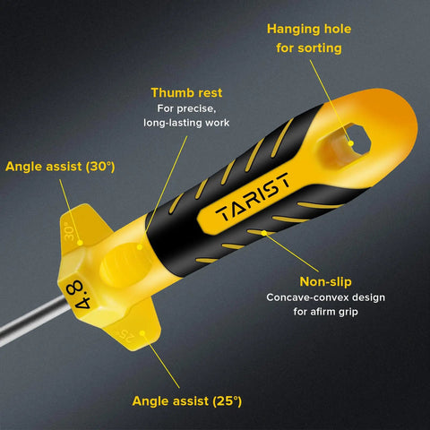 Six Piece Chainsaw File Set With Handle Pro Grade Heavy Duty Round Files Includes 5 32nd Inch 3 16th Inch And 7 32nd Inch For Pro DIY Chain Saw Sharpening With T12 Carbon Steel, featuring ergonomic handle design.