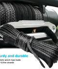 Off Road Ready Synthetic Winch Rope Kit One Quarter Inch By Fifty Feet 10000 Lbs Towing Strength Heavy Duty Vehicle Winch Cable
