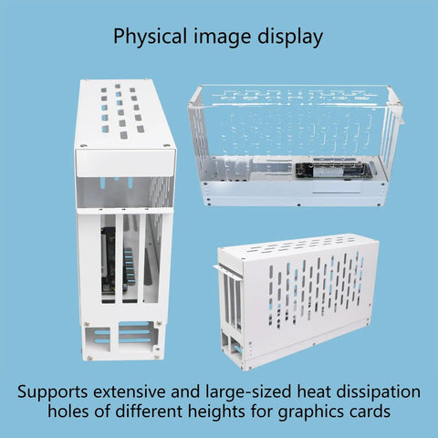 Built Legit External Egpu Dock Pcie Four Point Zero Thunderbolt Enclosure for Gaming Laptops and Handhelds, showing white metal structure.