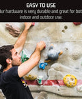 Man climbing wall using Three Eighth Inch 16 T Nuts Pack Of 100 Zinc Plated Steel Tee Nuts With Seven Sixteenth Inch Barrel