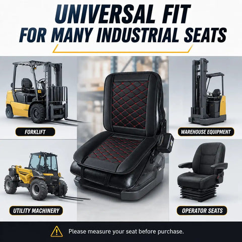 Heavy Duty Forklift Seat Cushion Features Breathable Mesh Core And Plush Padding Built Tough For Shop Floors Fits Cat Dp Gp Models 2008 To 2011 image showing various industrial seats.