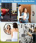 Knockout Magnetic Golf Cart Phone Mount With Heavy Duty Aluminum Bracket Holds Device Locked In Tight On Bumpy Courses So You Can Play Your Best Rounds Without Freaking Out Over Shaky Snap Calls, shown in gym, kitchen, bathroom, workshop.