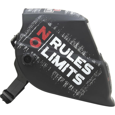 No Rules No Limits Auto Darkening Welding Helmet With Grind Mode and Shade 7 to 13, side view