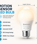 4 Pack Motion Sensor LED Bulbs 12W 100W Equivalent 2700K Warm White Auto On Off Dusk To Dawn Security Lighting For Indoor Outdoor Porch Garage Basement Stairs Energy Efficient Easy Hands Free Light, E26 base bulb