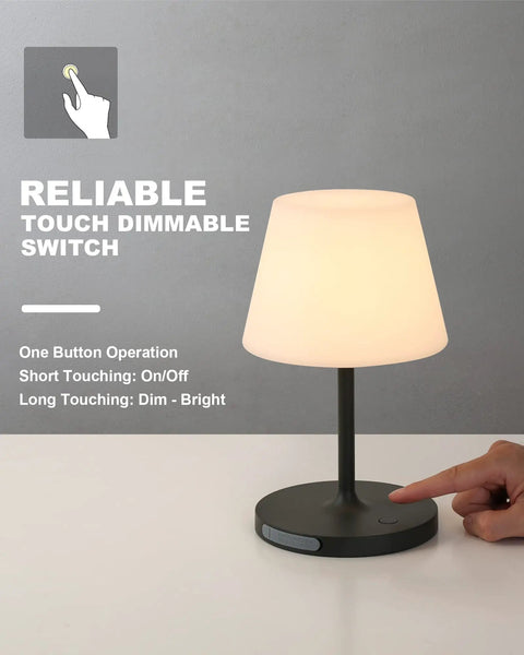Cordless Outdoor Table Lamp With 4000mAh Battery Waterproof LED Night Light Touch Dimmable Desk Lamp For Patio Camping Home And Restaurant Portable Dark Grey.