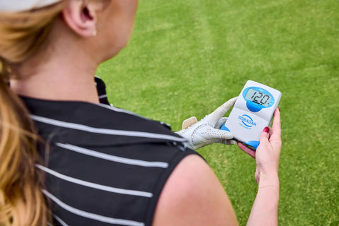 Golfer using Boost Your Long Drives With This Doppler Speed Radar, Get Precise Golf Swing Speeds From 20 To 200 MPH, One-Button Readouts.