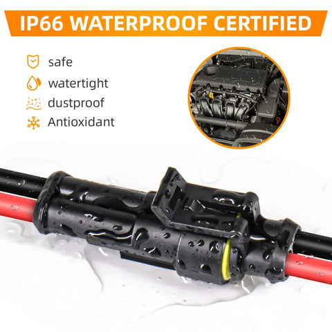 Close-up of waterproof connector from the 709 Piece Waterproof Wire Connector Kit With Self Adjusting Ratcheting Crimp Tool