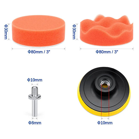 Pro Grade Car Foam Drill Polishing Pad Kit 22 Piece With 3 Inch Sponge Pads Wool Buffers Drill Adapters And Suction Cups
