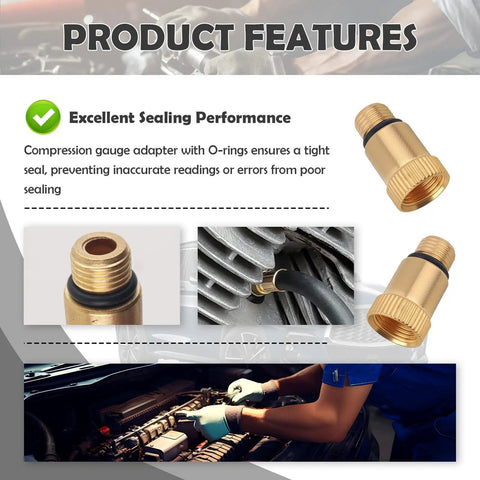 Two Pack Gearhead Friendly Compression Tester Adapters M12x1.25 Spark Plug Tool Adapter With O Ring Seal in use