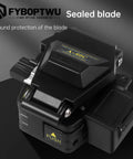 Black Three In One FTTH Fiber Cleaver with Auto Scrap Collector, tungsten steel blade, portable metal cutter for fiber cables.