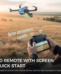 Person using GPS Drone With 4K HD Camera For Grownups, 4.5 Inch Screen On Remote in field, highlighting anti-interference capability
