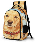 Bone Tag Golden Dog Printed Backpack For Unisex Large Capacity Durable Polyester Breathable Dope Animal Print Daypack